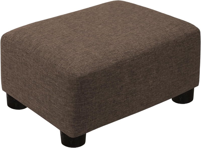 CAROLMADE  pouf صغير مع أرجل تحت المكتب لراحة القدمين لغرفة المعيشة وغرفة النوم والمكتب، لون كتان بني - Image 1